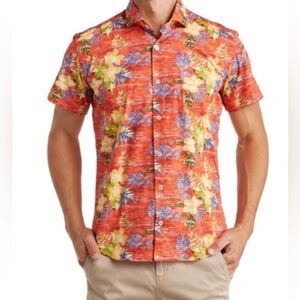 Jeff Red/Orange Tropical Buttondown Shirt Size XL NWT